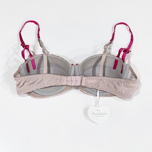 NEW Mimi Holliday 36C Silk Chiffon Balcony Bra Lingerie Polka Dot Damaris Bows - Picture 5 of 12